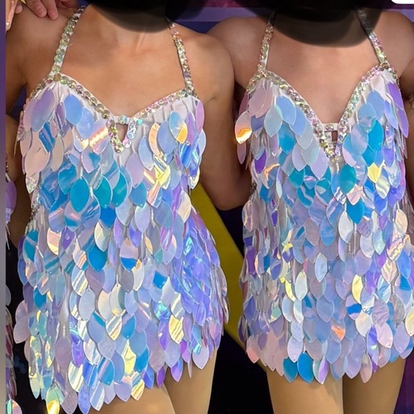 Glamour Iridescent Blue Sequin Dance Costume Glamour Iridescent Blue Sequin Dance Costume